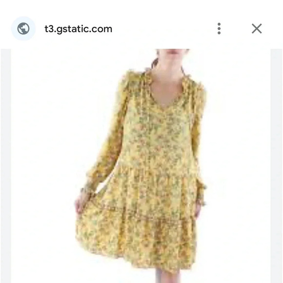 Ruffle,tiered,floral,frill dress,shirring cuffs,tie front,wood accent,keyhole - Picture 2 of 14